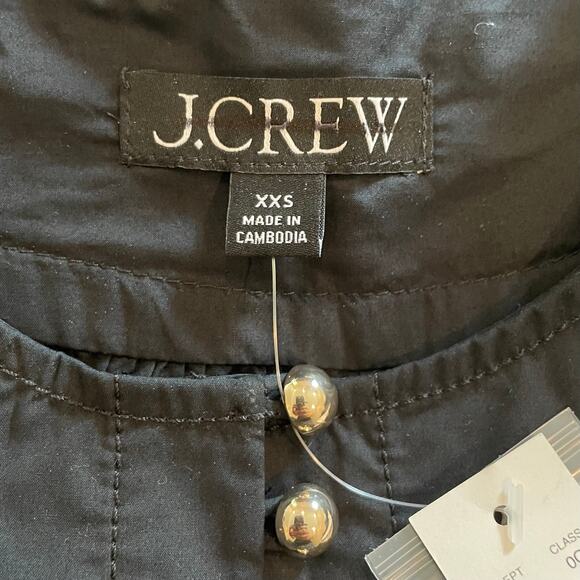 J.Crew Shirred Popover Top Cotton Poplin Long Sleeve Office Date CI522 Black XXS - Picture 13 of 15